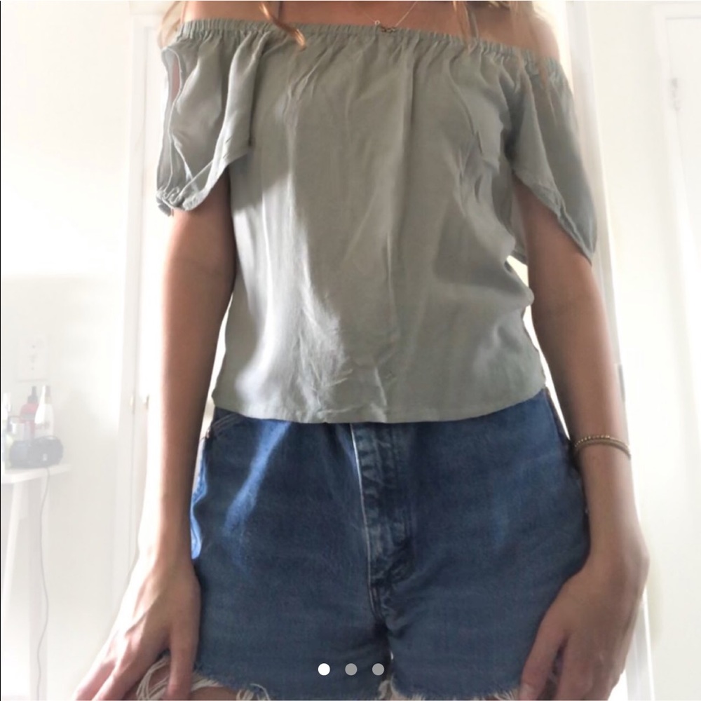 Green Off the Shoulder Top